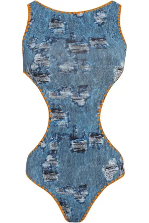Brigitte Denim-print swimsuit