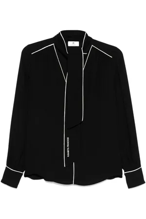 Elisabetta Franchi Piped-trim tie-neck blouse