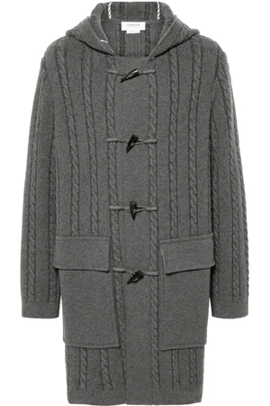 Thom Browne Hooded cable-knit duffle coat