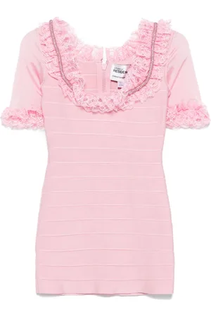 Self-Portrait Ruffled knitted mini dress