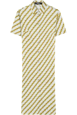 VERSACE Chain Stripes midi shirt dress