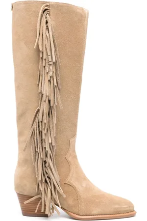 Maje 45mm fringed suede boots