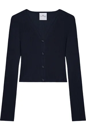 Courrèges Cropped fine-ribbed cardigan