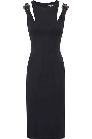 VERSACE Logo-buckle midi dress