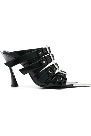 MUGLER 90mm leather buckled fang sandals