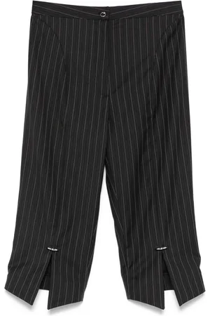 MUGLER Pinstripe pierced cropped trousers
