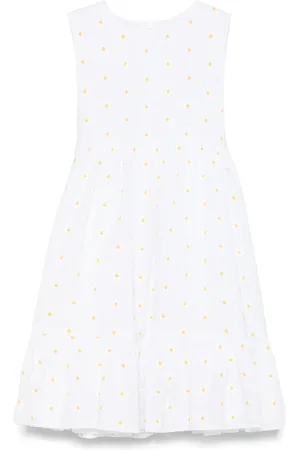 Il gufo Floral-embroidery dress