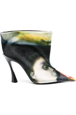 MUGLER X Ambera Wellmann 95mm printed velvet boots
