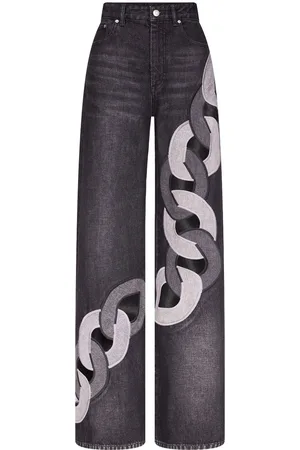 AREA Chain-detail wide-leg jeans