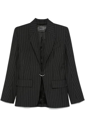 MUGLER Pinstripe pierced blazer