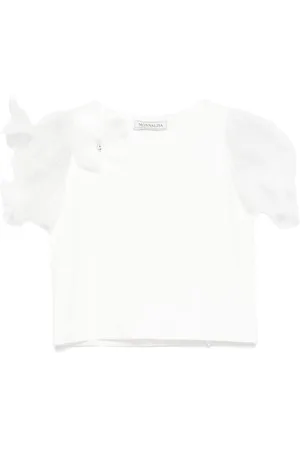 MONNALISA Tulle-sleeve T-shirt