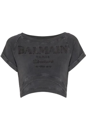 Balmain Couture-embroidered cropped T-shirt