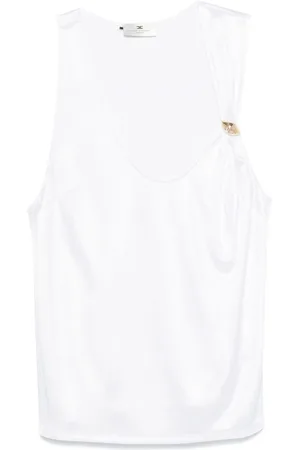 Elisabetta Franchi Logo-jewelled jersey tank top