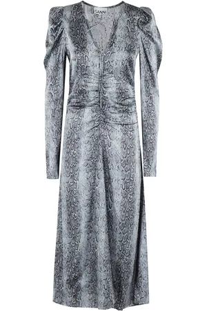Ganni Python-print dress