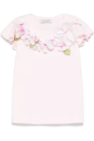 MONNALISA Floral-appliqué T-shirt