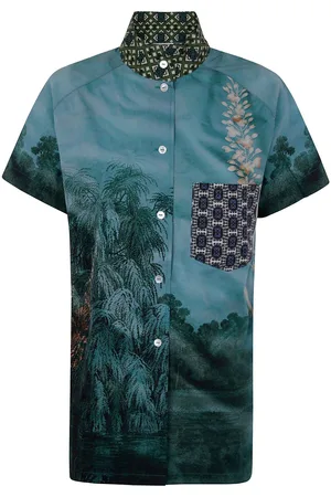PIERRE-LOUIS MASCIA Batik-print-collar cotton shirt