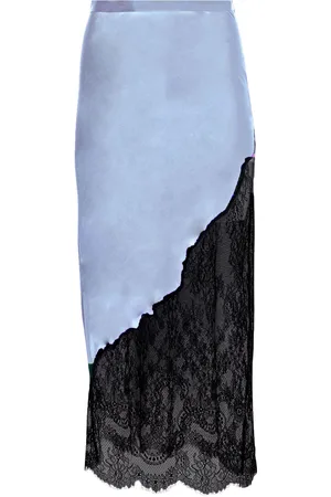 FLEUR DU MAL Lace-appliqué midi skirt