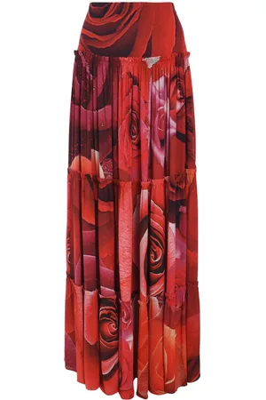 Roberto Cavalli Rose-print maxi skirt