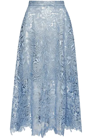 Oscar de la Renta Bellflower Guipure midi skirt