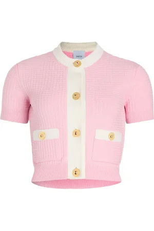Patou Cropped waffle-knit cardigan