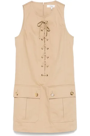 Chloé Lace-up cotton mini dress