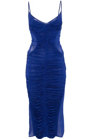 MUGLER Ruched sheer midi dress