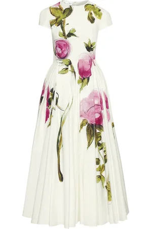 Oscar de la Renta Rose-print poplin maxi dress