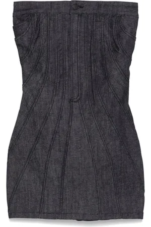 MUGLER Strapless denim mini dress