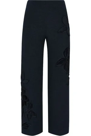 Oscar de la Renta Orchid embroidered tweed trousers