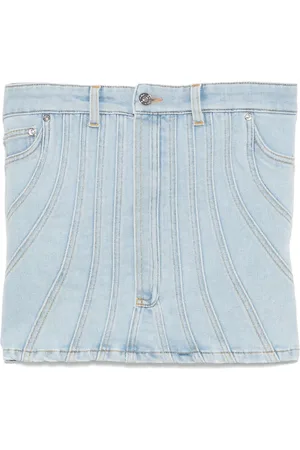 MUGLER Denim stitch-detailed top