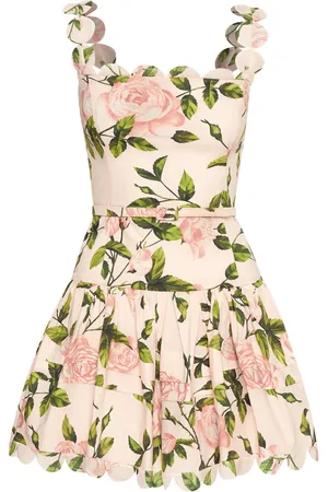 Oscar de la Renta Rose-print poplin mini dress