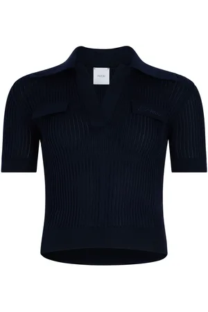 Patou Ribbed knit polo top
