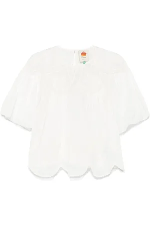 Farm Rio Embroidered short-sleeve blouse