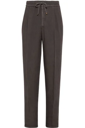Brunello Cucinelli Garment-dyed linen track pants