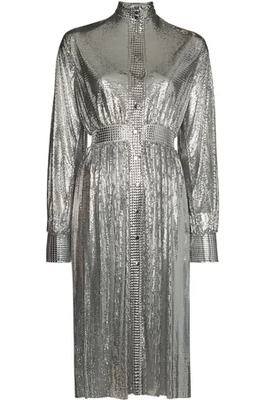 Paco rabanne High neck sequin mesh dress