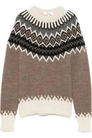 Chloé Mock-neck fair-isle sweater