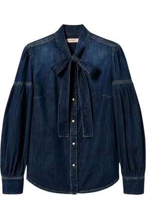 Twin-Set Pussy-bow denim shirt