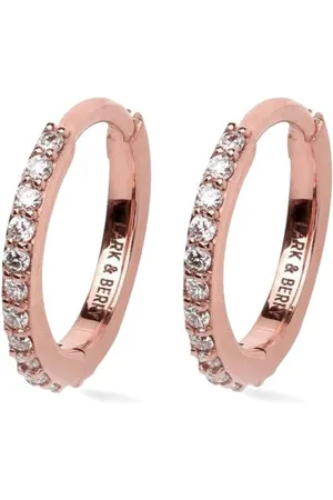 Lark & Berry 14kt rose gold Modernist diamond hoop earrings