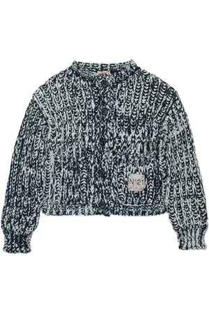 Nº21 Chunky-knit logo-appliqué cardigan