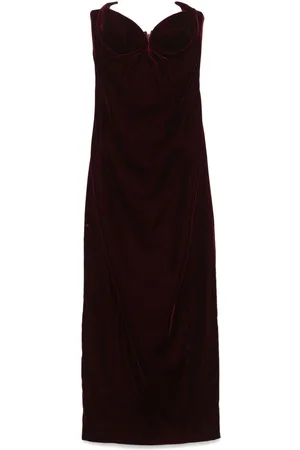 MUGLER Strapless velvet maxi dress