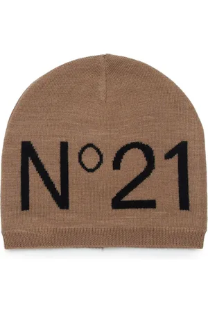 Nº21 Intarsia-knit logo beanie hat
