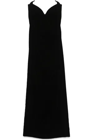 MUGLER Strapless velvet maxi dress