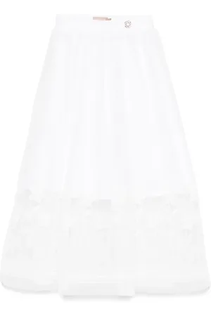 Elie saab Floral-appliqué skirt