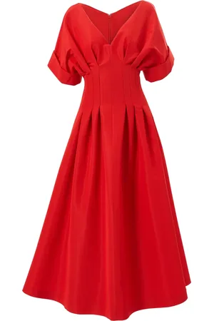 Carolina Herrera Gathered-detail midi dress