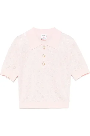 Casablanca Crystal-monogram polo top