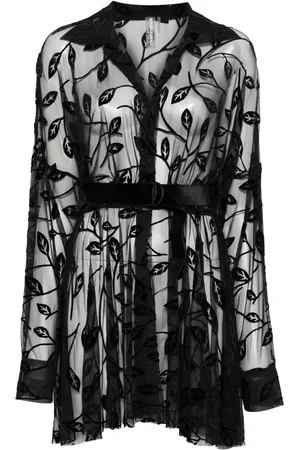 Norma Kamali Flocked-leaves mini dress