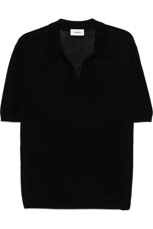 A PAPER KID Fine-knit polo shirt