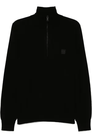 HUGO BOSS Logo-patch Zip-neck sweater