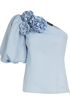 Karl Lagerfeld Floral-appliqué one-shoulder blouse