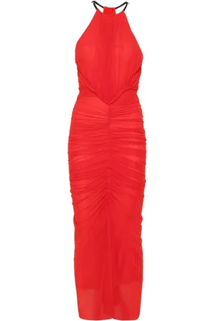 MUGLER Ruched halterneck maxi dress